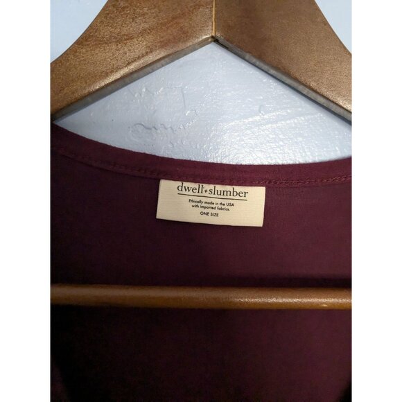 Dwell & Slumber Burgundy One Size Lounge Dress Pockets Button XL sz 18 - Picture 4 of 9